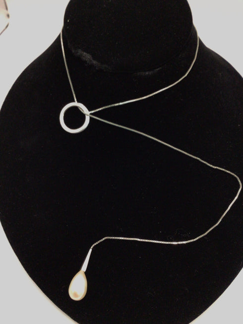 Silver Lariat Pearl Necklace